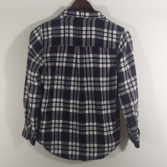 Girls Bass Pro Shops Purple, Black and White Plaid Flannel Button Shirt, Size XL - Picture 5 of 5